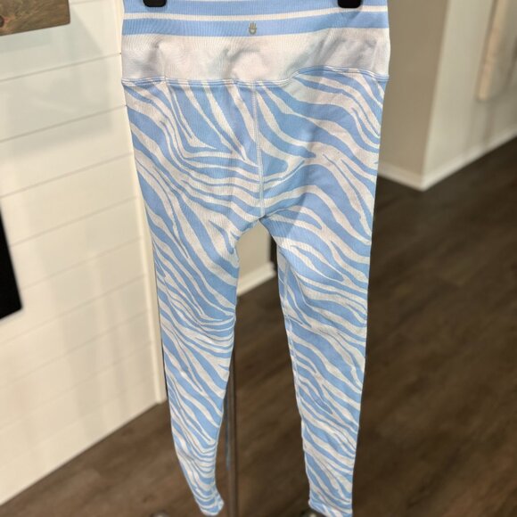 Spiritual Gangster Blue and White Zebra Leggings - Picture 7 of 8